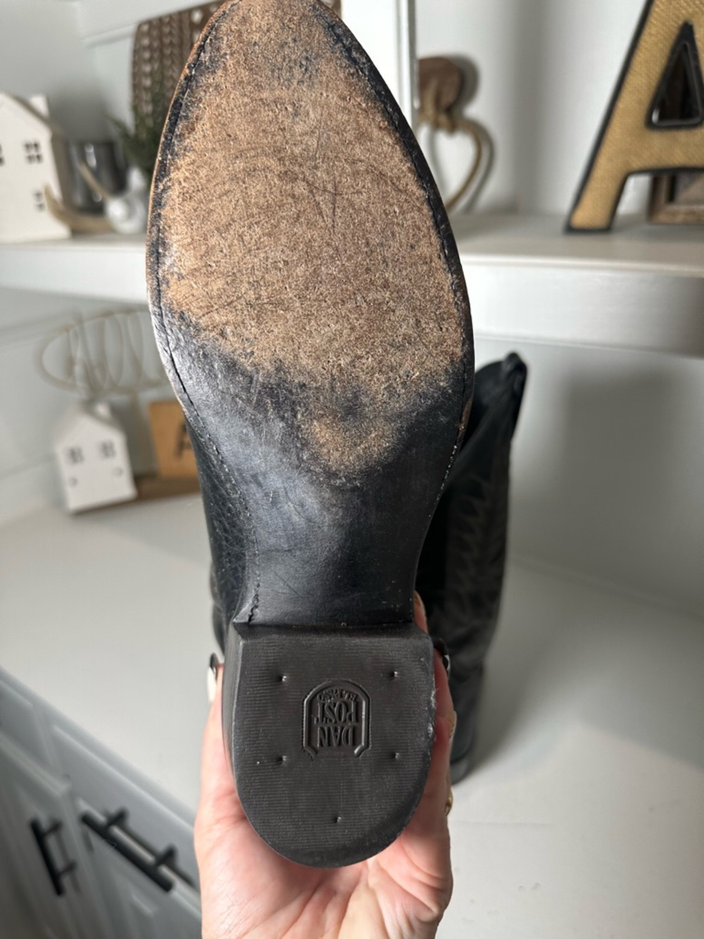 Vintage Dan Post Western Boots Womens 9.5 Brown Leather Cowboy Classic USA - Picture 8 of 9